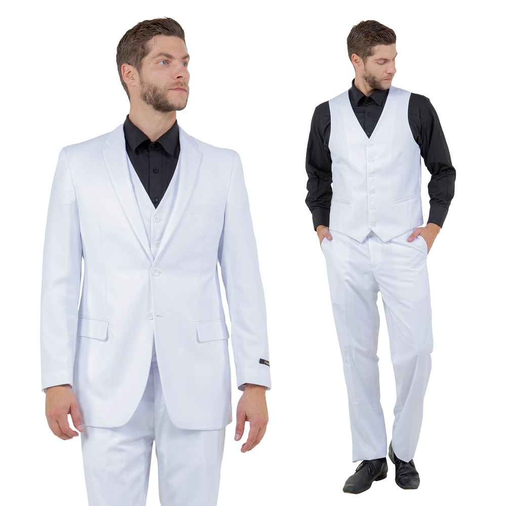Modern Fit 3pc Mens Suit Set by Demantie, White